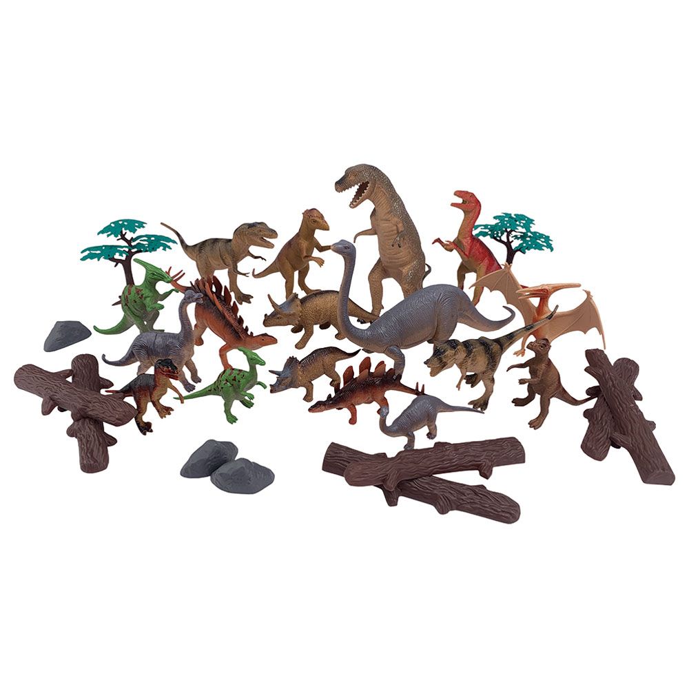 Wenno Dinosaurs Playset In Square Bucket 28pcs